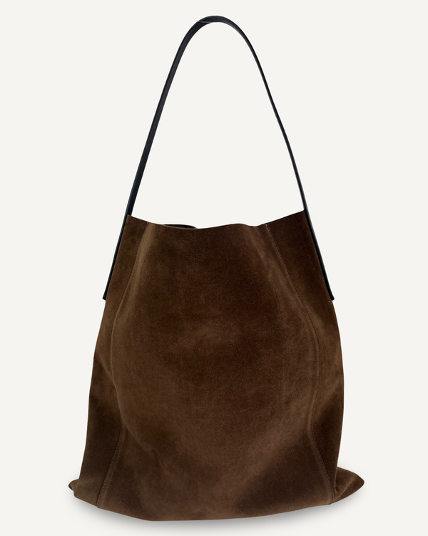 Large Slouch Pouch, Chocolate Suede