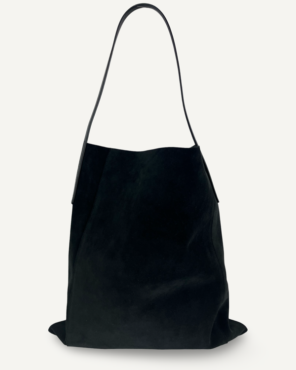 Large Slouch Pouch, Black Suede