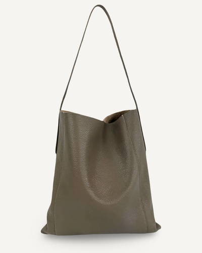 Medium Slouch Pouch, Taupe Leather