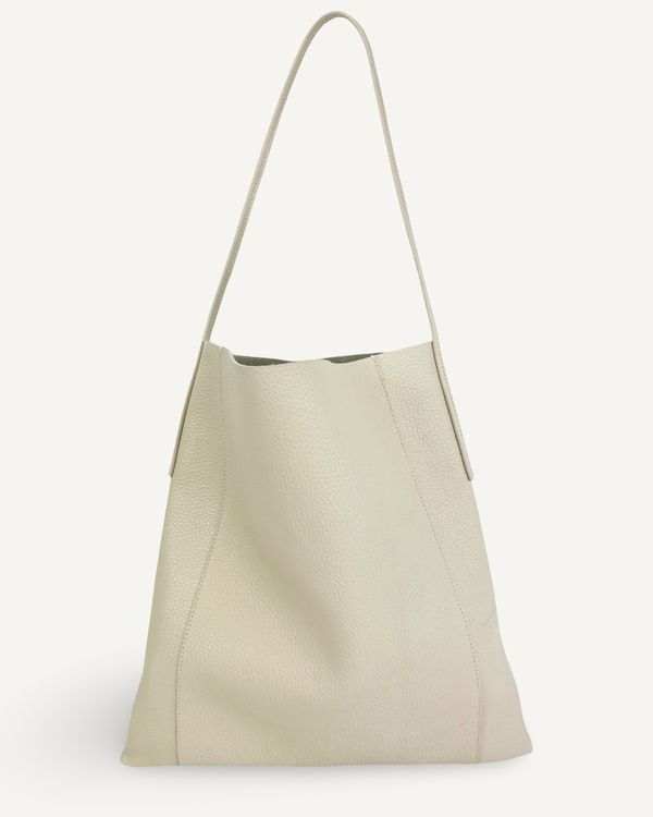 Medium Slouch Pouch, Cream Leather